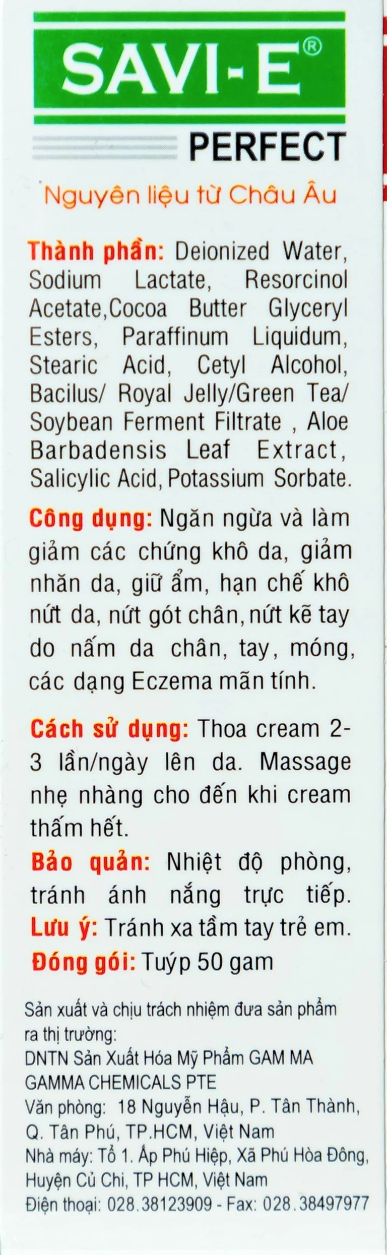 Kem bôi da Savi - E Perfect 50g Gamma giảm các chứng khô da, nứt nẻ ở gót chân, ngón tay