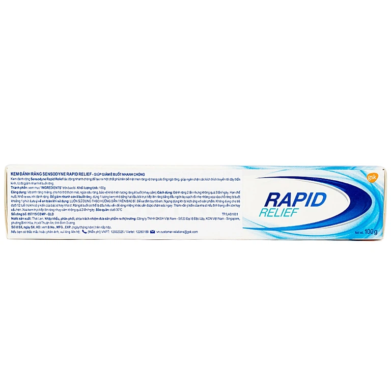 Kem đánh răng Sensodyne Rapid Relief giảm ê buốt hiệu quả (100g)