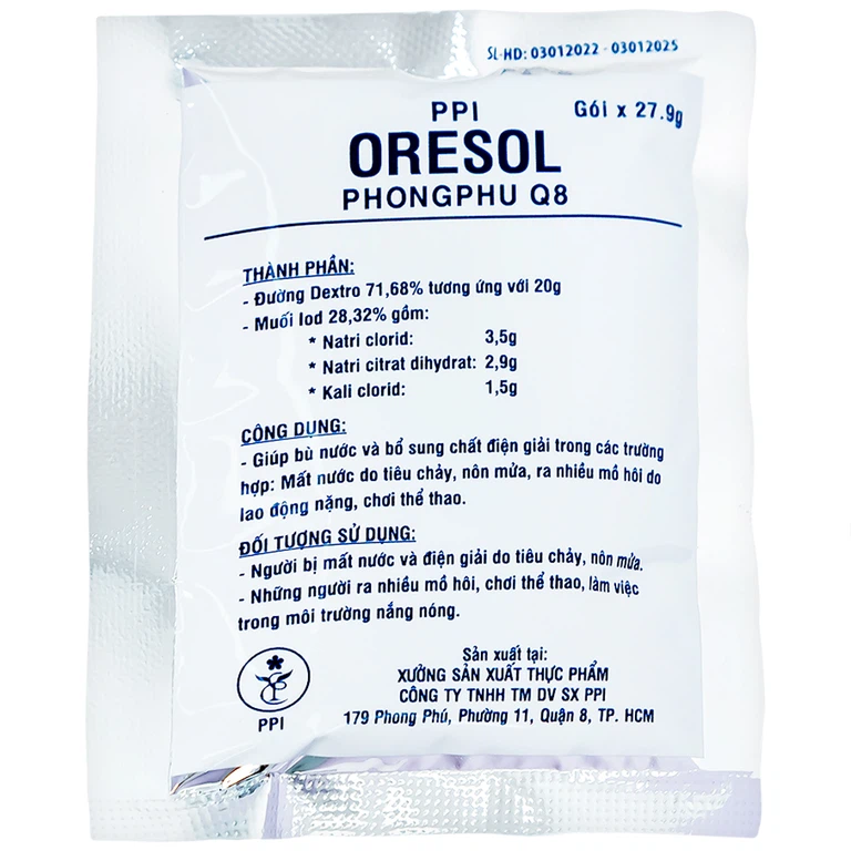 Bột pha Oresol Phong Phú Q8 PPI giúp bù nước và chất điện giải (100 gói)