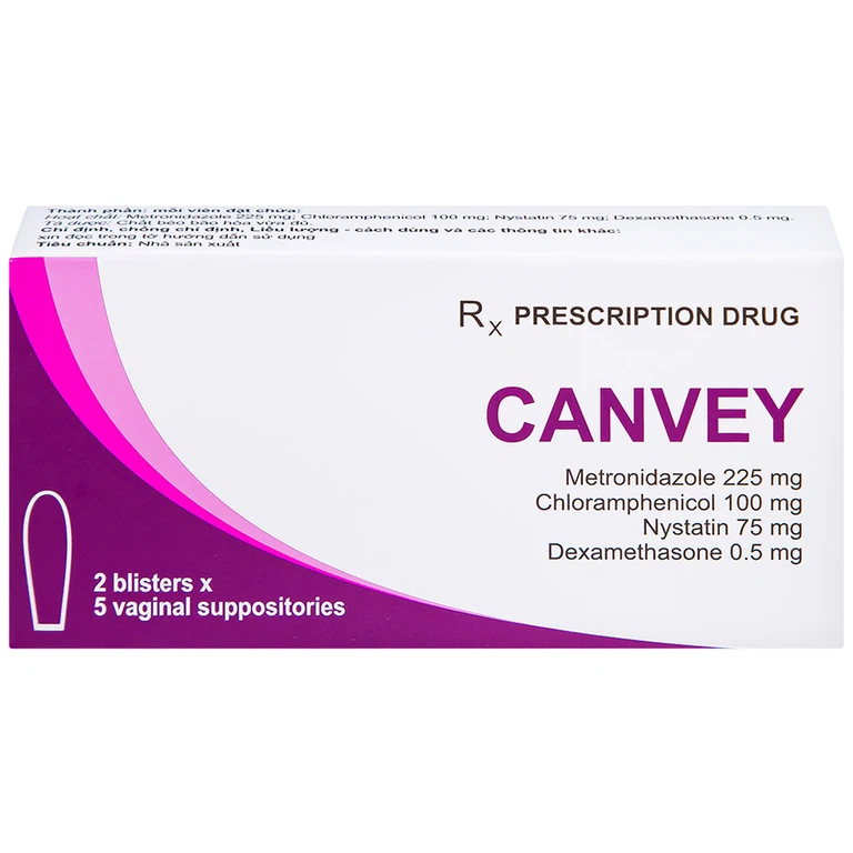 Viên đặt âm đạo Canvey Farmaprim điều trị nhiễm khuẩn âm đạo (2 vỉ x 5 viên)