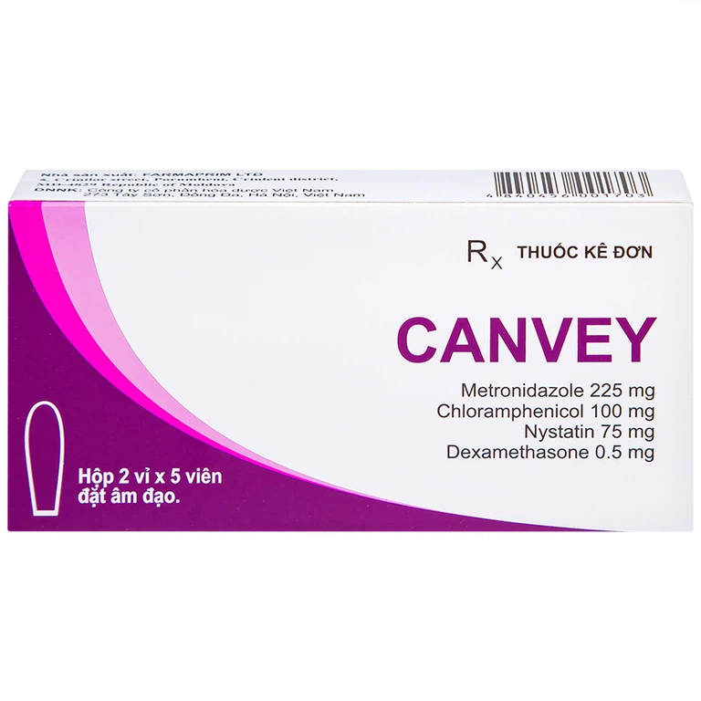 Viên đặt âm đạo Canvey Farmaprim điều trị nhiễm khuẩn âm đạo (2 vỉ x 5 viên)