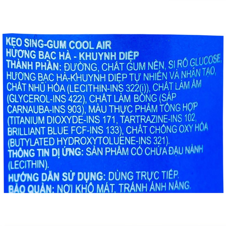 Kẹo sing-gum Cool Air hương Bạc Hà Khuynh Diệp thông cổ, mát họng (58.4g)