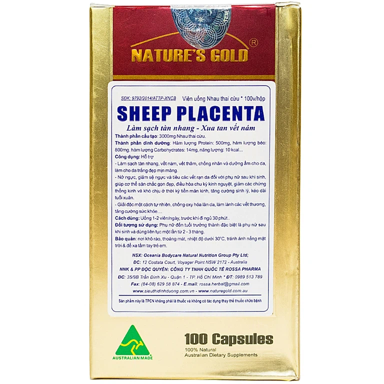 Viên uống Sheep Placenta Nature's Gold hỗ trợ giảm vết nám, tàn nhang (100 viên)