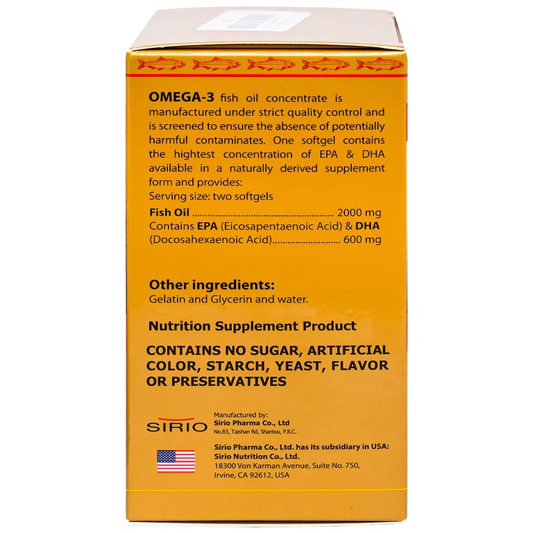 Viên uống Omega-3 Fish Oil 1000mg Sirio Pharma tốt cho tim mạch (100 viên)