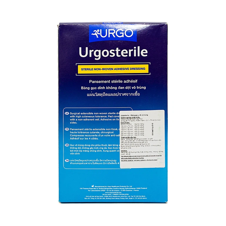 Băng gạc y tế vô trùng Urgosterile size 20cm x 9cm băng các vết thương khâu, vết trầy xước, vết cắt (20 miếng)