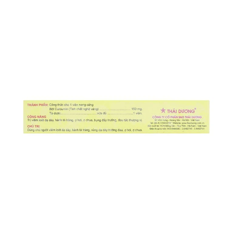 Thuốc Suncurmin Sao Thái Dương điều trị viêm loét dạ dày, hành tá tràng (2 vỉ x 6 viên)