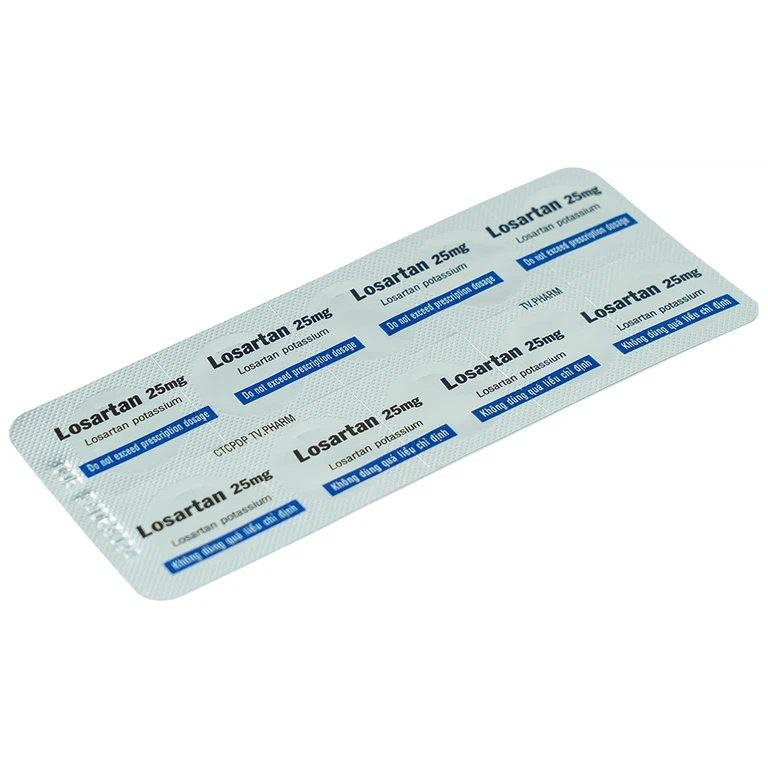 Viên nén Losartan 25mg TV.Pharm điều trị tăng huyết áp (3 vỉ x 10 viên)