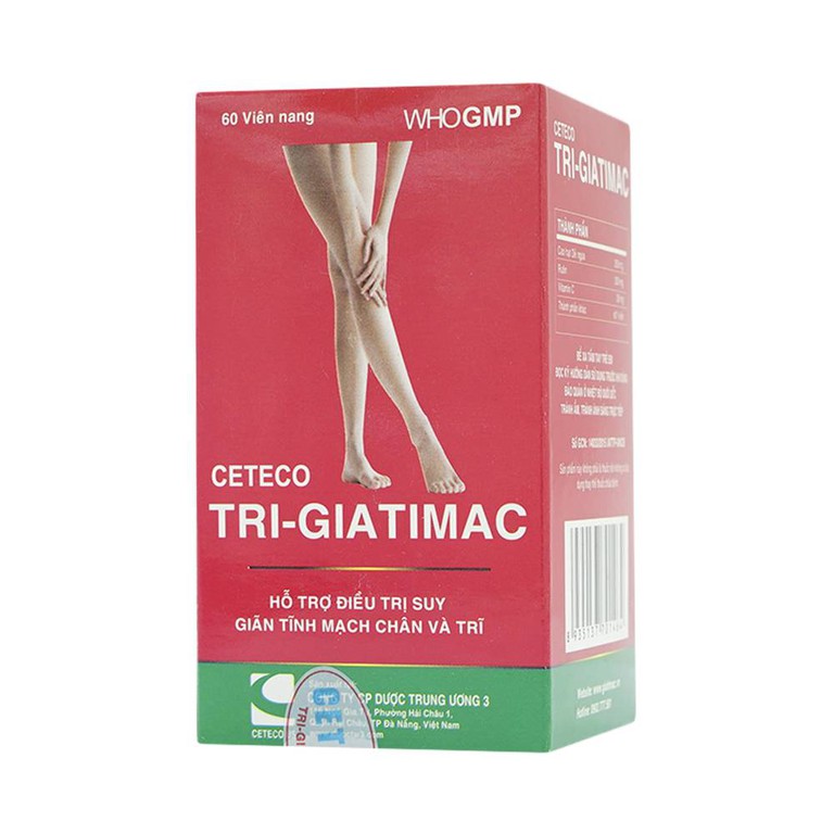 Viên uống Ceteco Tri-Giatimac TW3 hỗ trợ điều trị suy giãn tĩnh mạch chân và trĩ (60 viên)
