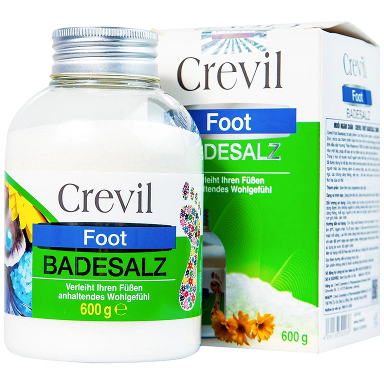 Muối ngâm chân Crevil Foot Badesalz giảm chứng phong thấp, đau nhức xương khớp, mất ngủ (600g)