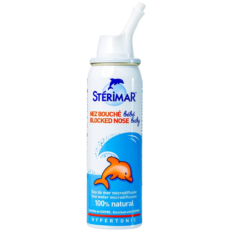 Dung dịch xịt mũi Stérimar Blocked Nose Baby 50ml làm sạch, loại bỏ bụi bẩn niêm mạc mũi cho trẻ từ 3 tháng - 3 tuổi