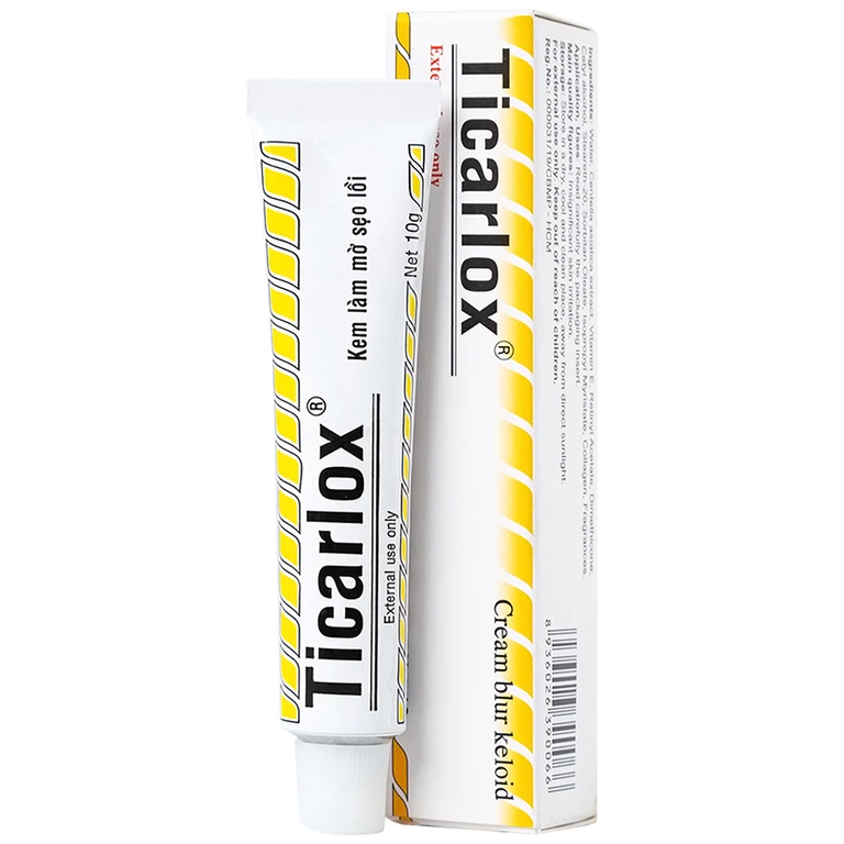 Kem bôi Ticarlox làm mờ và làm phẳng sẹo lồi (10g)