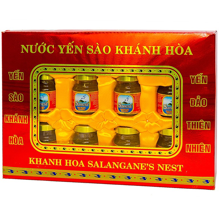 Nước Yến Sào 7,5% Khánh Hòa có đường tăng cường sức khỏe, giải khát (8 lọ x 70ml)