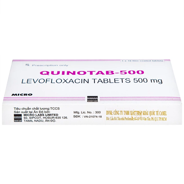 Thuốc Quinotab-500 Micro điều trị các chứng nhiễm trùng (1 vỉ x 10 viên) 