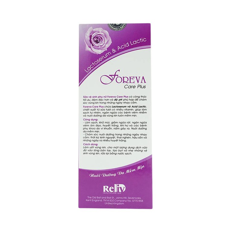 Sữa vệ sinh phụ nữ Foreva Care Plus Reliv làm sạch, khử mùi, giảm ngứa rát (80ml)