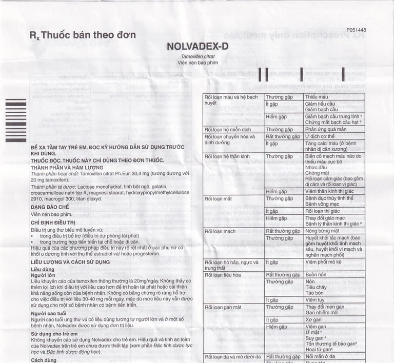 Viên nén Nolvadex-D AstraZeneca điều trị ung thư vú (3 vỉ x 10 viên)