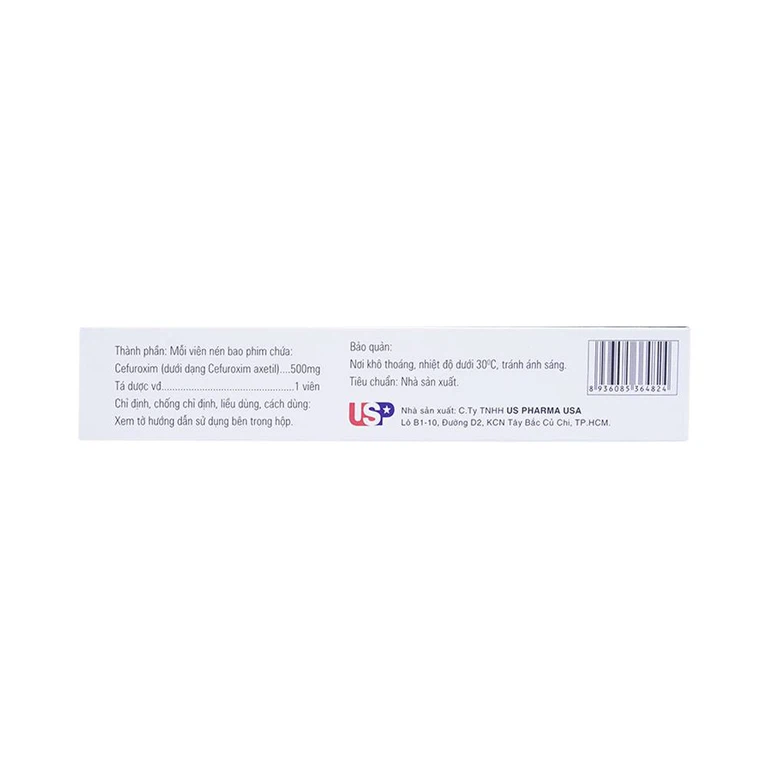 Thuốc Cefurich 500mg USP điều trị nhiễm khuẩn (2 vỉ x 5 viên)