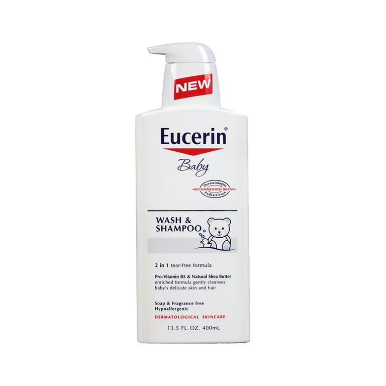 Sữa tắm gội Eucerin Baby Wash & Shampoo làm sạch dịu nhẹ mái tóc và làn da của bé (400ml)