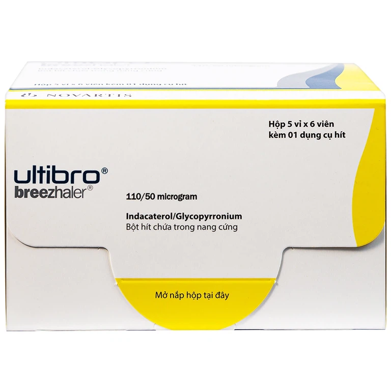 Thuốc Ultibro Breezhaler Novartis điều trị giảm triệu chứng bệnh phổi mạn tính tắc nghẽn (5 vỉ x 6 viên)