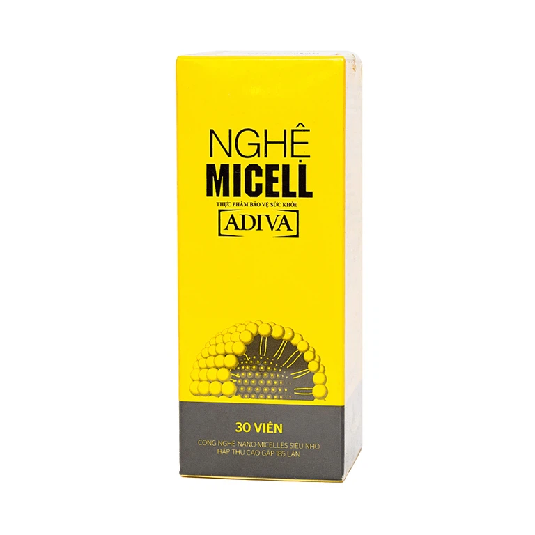 Viên uống Nghệ Micell Adiva hỗ trợ điều trị viêm loét dạ dày, giúp giảm tổn thương niêm mạc dạ dày (30 viên)