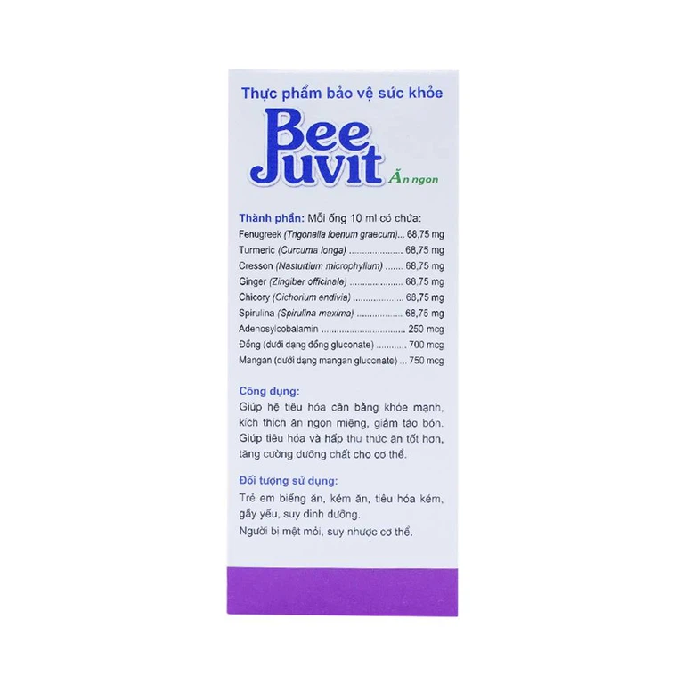 Dung dịch uống Bee Juvit hỗ trợ tăng cường tiêu hóa, ăn ngon miệng (4 vỉ x 5 ống x 10ml)