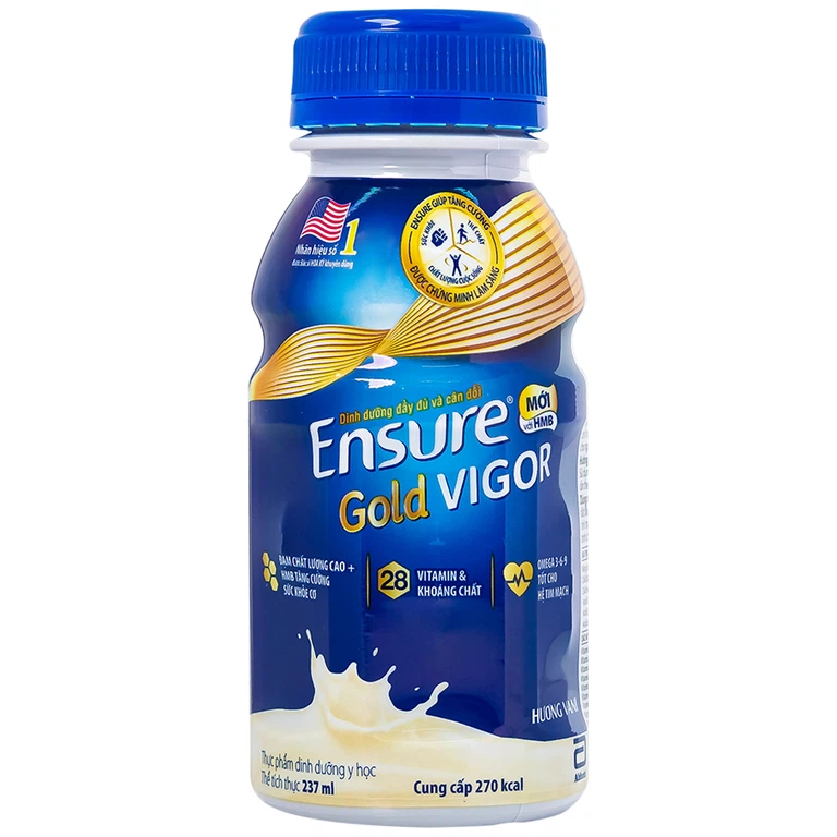 Sữa Ensure Gold Vigor Abbott hương vani bổ sung dinh dưỡng, vitamin, khoáng chất cho cơ thể (237ml)