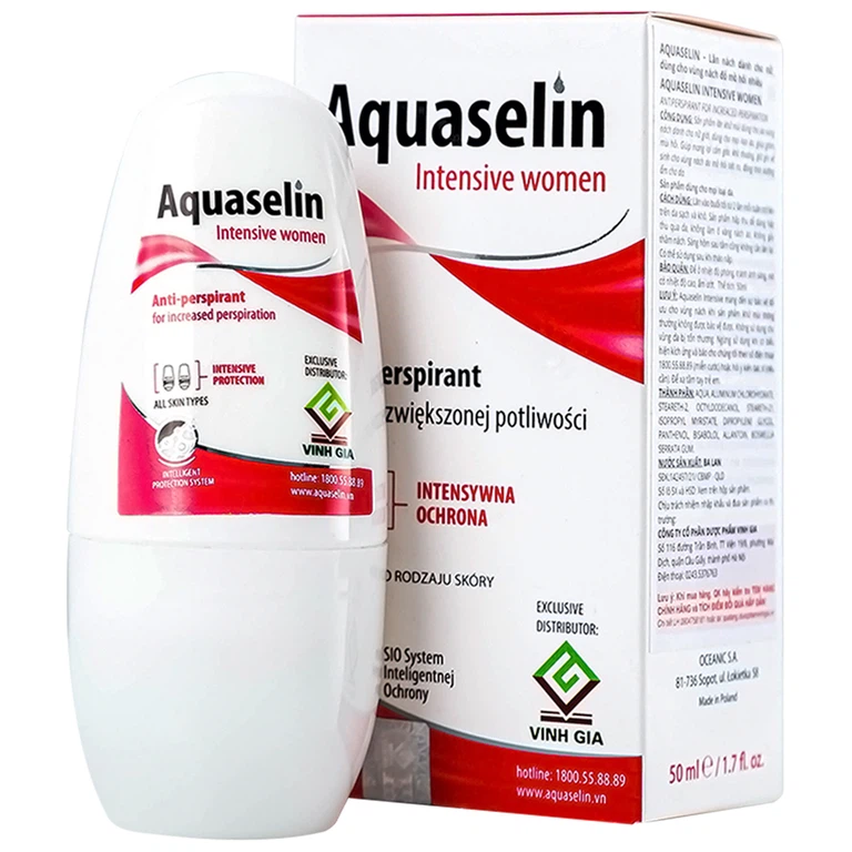 Lăn khử mùi Aquaselin Insensitive Women dùng cho vùng nách không nhạy cảm dành cho nữ, giảm mồ hôi (50ml)