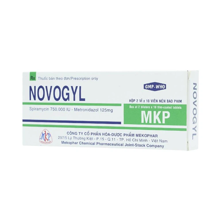 Thuốc Novogyl Mekophar điều trị nhiễm khuẩn răng miệng, viêm nướu răng (2 vỉ x 10 viên)