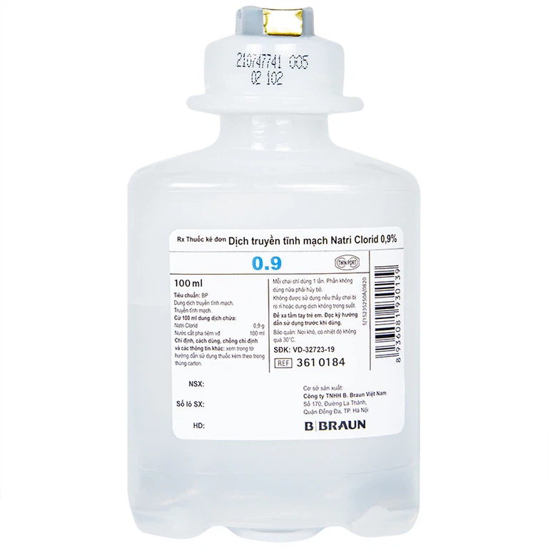 Dịch truyền tĩnh mạch Natri Clorid 0,9% B. Braun làm dung môi pha tiêm truyền (100ml)