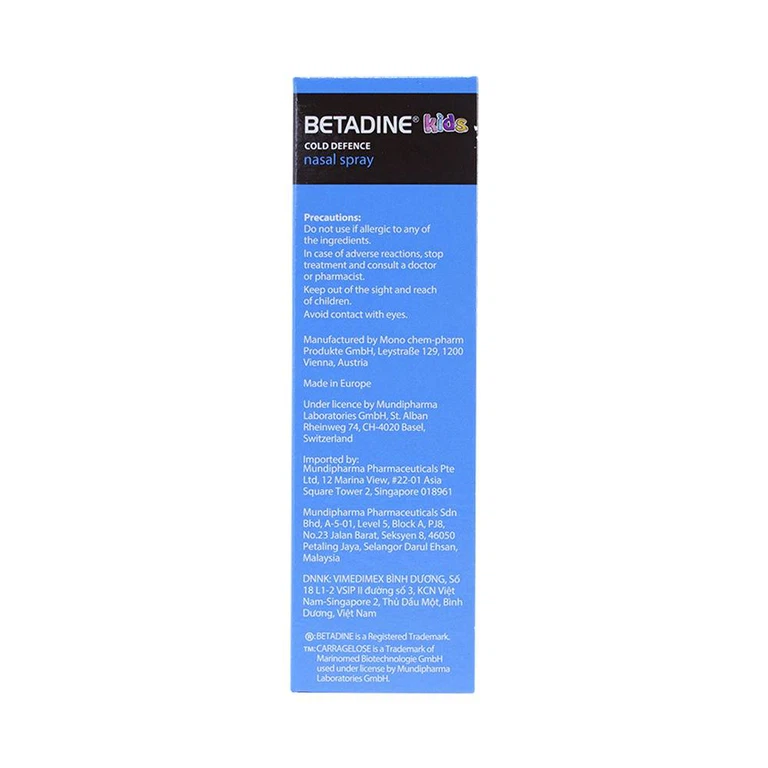 Xịt mũi Betadine Kids ngăn ngừa virus niêm mạc mũi (20ml)