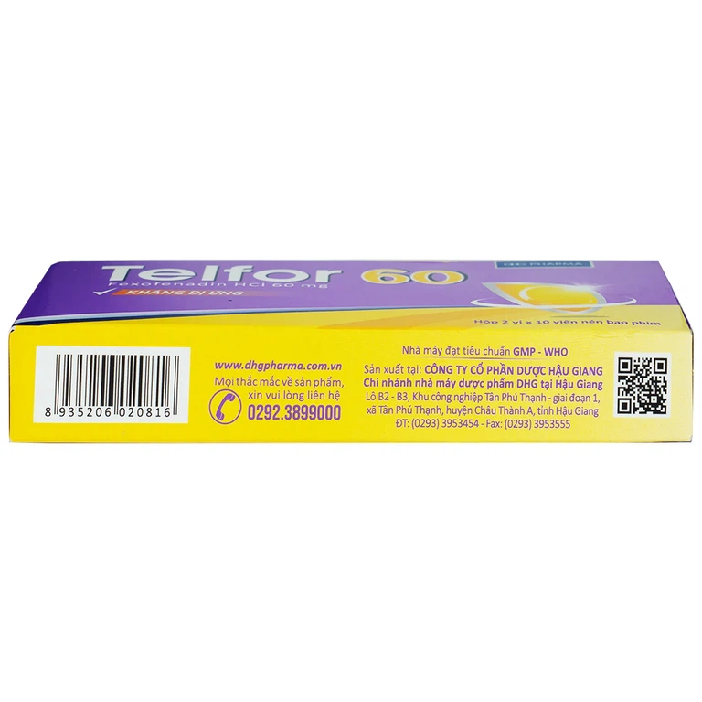 Thuốc Telfor 60 DHG điều trị các triệu chứng viêm mũi dị ứng (2 vỉ x 10 viên)