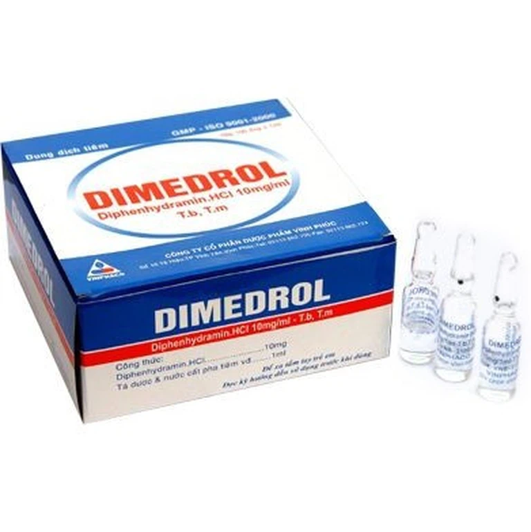 Dung dịch tiêm Dimedrol Vĩnh Phúc điều trị viêm mũi dị ứng và bệnh da dị ứng (100 ống)