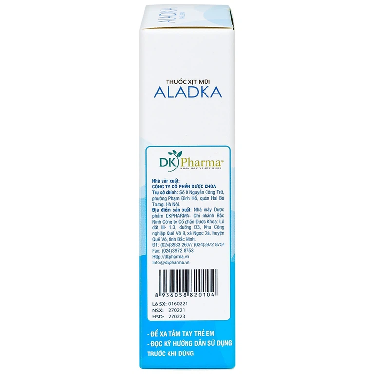 Thuốc xịt mũi Aladka điều trị viêm mũi, viêm xoang, viêm mũi dị ứng (15ml)