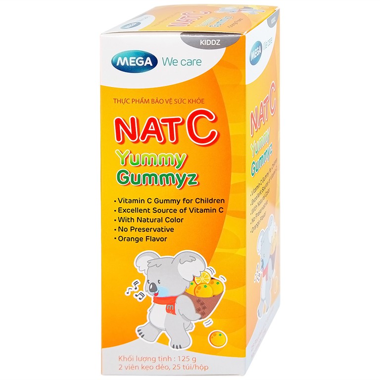 Viên nhai Nat C Yummy Gummyz bổ sung Vitamin C hằng ngày, giúp tăng cường sức đề kháng (25 túi)