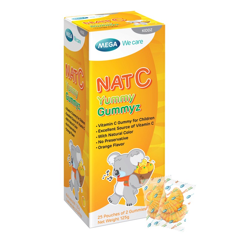 Viên nhai Nat C Yummy Gummyz bổ sung Vitamin C hằng ngày, giúp tăng cường sức đề kháng (25 túi)