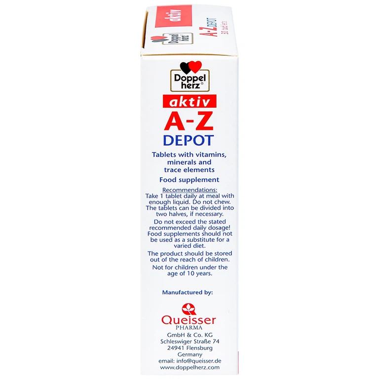 Viên uống A-Z Depot Doppelherz Aktiv bổ sung vitamin và khoáng chất (3 vỉ x 10 viên)