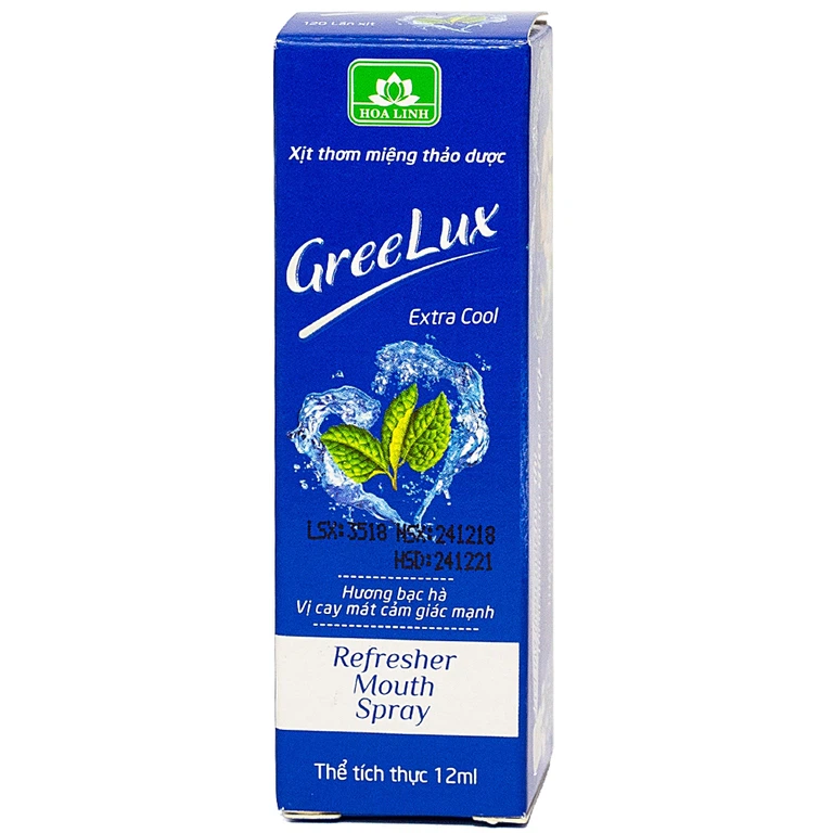 Xịt thơm miệng thảo dược GreeLux Extra Cool Hoa Linh khử mùi hôi miệng (12ml)