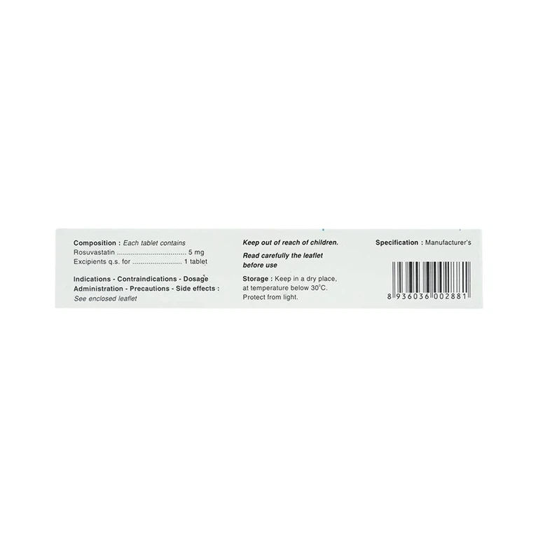 Thuốc Savi Rosuvastatin 5 điều trị tăng cholesterol máu (3 vỉ x 10 viên)