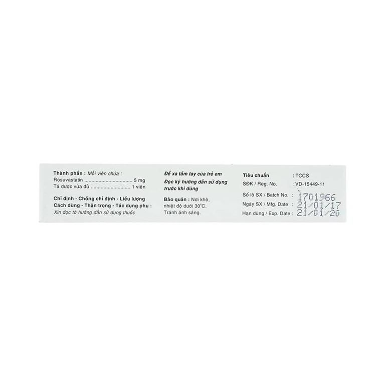 Thuốc Savi Rosuvastatin 5 điều trị tăng cholesterol máu (3 vỉ x 10 viên)