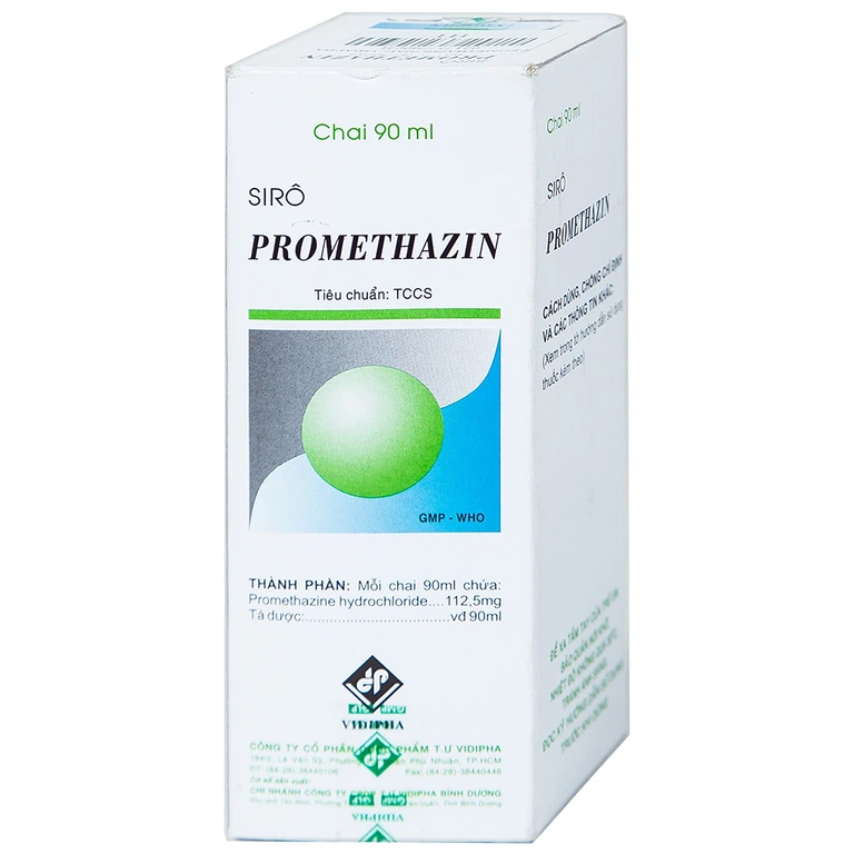 Siro Promethazin Vidipha điều trị mày đay, phù mạch, viêm mũi dị ứng (90ml)