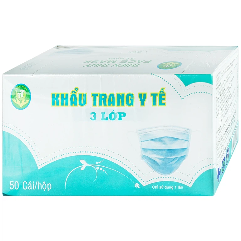 Khẩu trang y tế Thiên Thủy 3 lớp hỗ trợ ngăn khói, bụi, kháng khuẩn (50 cái)