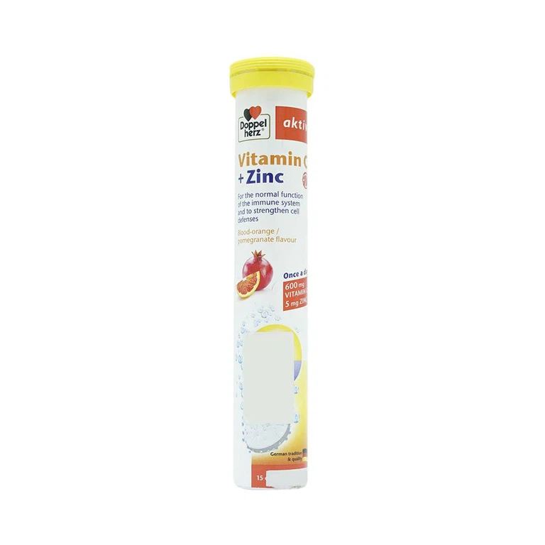 Viên sủi Aktiv Vitamin C + Zinc Doppelherz Aktiv bổ sung vitamin C và kẽm cần thiết cho cơ thể (15 viên)