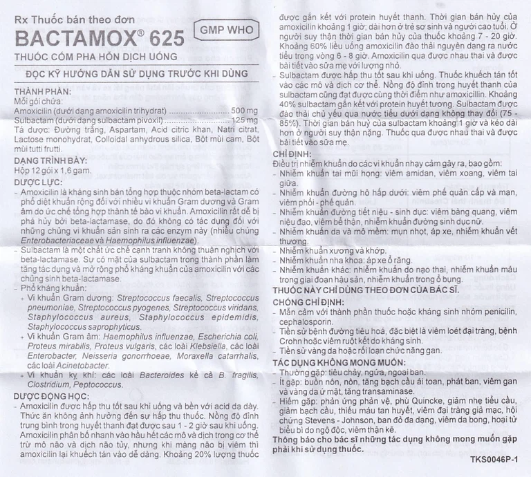 Thuốc cốm Bactamox 625 Imexpharm điều trị nhiễm khuẩn (12 gói)