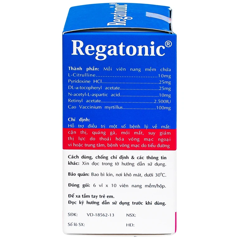 Thuốc Regatonic Phil hỗ trợ điều trị bệnh lý cận thị, quáng gà, mỏi mắt, giảm thị lực (6 vỉ x 10 viên)