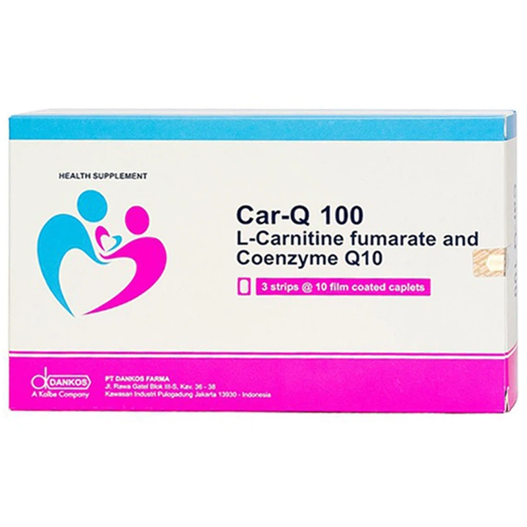 Viên uống Car-Q 100 Dankos bổ sung acid amin L-carnitin và Coenzym Q10 cho cơ thể (3 vỉ x 10 viên)