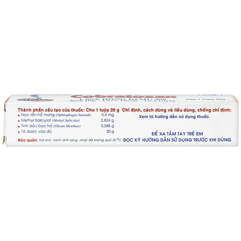 Kem xoa nọc rắn Cobratoxan 20g Đông Dược 408 tác dụng điều trị đau xương khớp (10 tuýp)