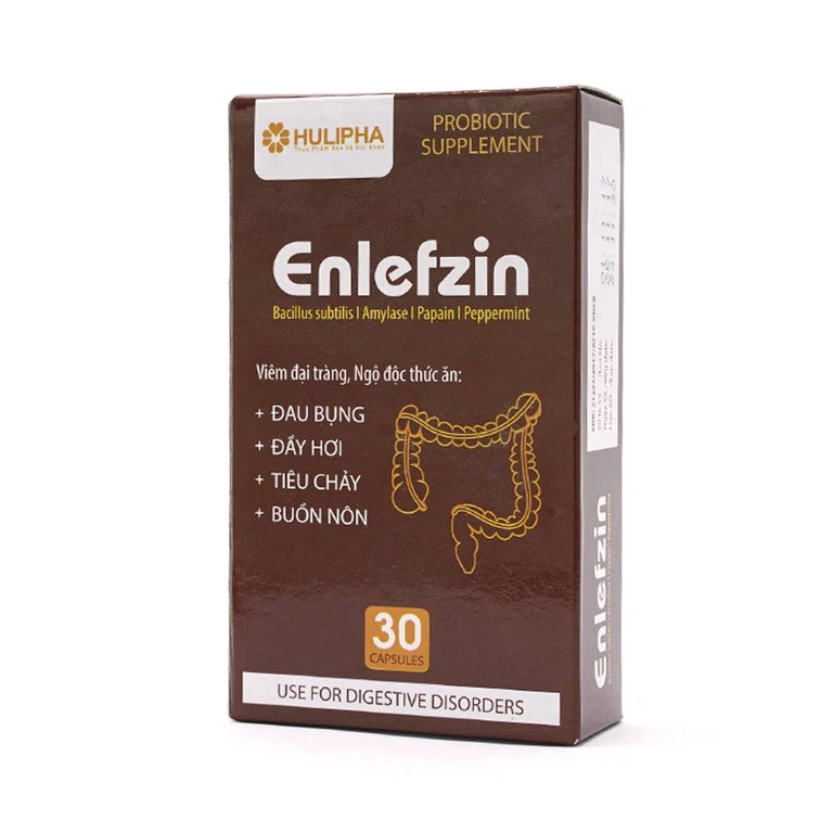 Viên uống Enlefzin Hulipha cân bằng vi khuẩn đường ruột, hỗ trợ chức năng tiêu hóa (3 vỉ x 10 viên)