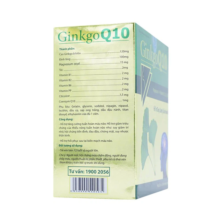 Viên uống Ginkgo Q10 ISO Pharco hỗ trợ tăng cường tuần hoàn máu (10 vỉ x 10 viên)