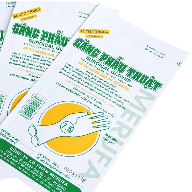 Găng tay phẫu thuật Surgical Gloves 7.5 VGlove tránh lây truyền bệnh trong quá trình khám (1 đôi)