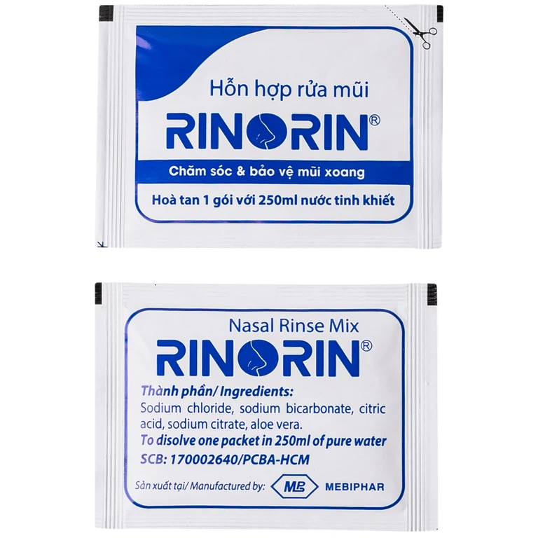 Hỗn hợp rửa mũi Rinorin chăm sóc và bảo vệ mũi xoang (30 gói)
