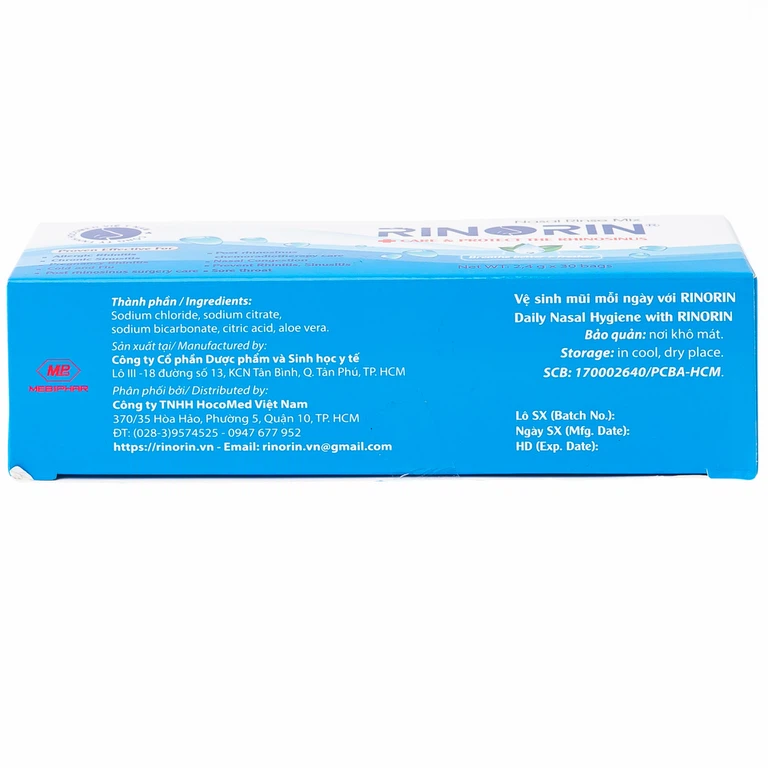 Hỗn hợp rửa mũi Rinorin chăm sóc và bảo vệ mũi xoang (30 gói)